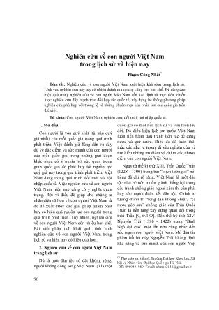 Giáo trình Nghiên cứu về con người Việt Nam trong lịch sử và hiện nay - Phạm Công Nhất