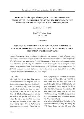 Giáo trình Nghiên cứu xác định hàm lượng các nguyên tố độc hại trong một số loại nấm linh chi ở vùng bắc trung bộ của Việt Nam bằng phương pháp quang phổ hấp thụ nguyên tử - Đinh Thị Trường Giang