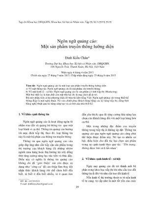 Giáo trình Ngôn ngữ quảng cáo-Một sản phẩm truyền thông lưỡng diện - Đinh Kiều Châu