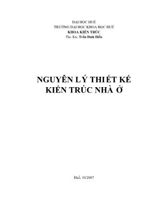 Giáo trình Nguyên lý thiết kế kiến trúc nhà ở