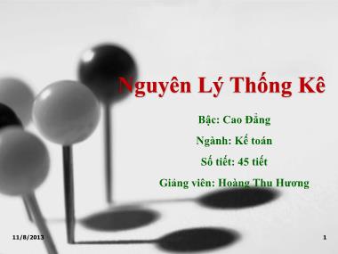 Giáo trình Nguyên Lý Thống Kê - Chương 1: Các khái niệm và thuật ngữ - Hoàng Thu Hương