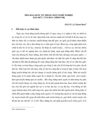 Giáo trình Nhà báo quốc tế Phẩm chất nghề nghiệp, đạo đức, văn hóa chính trị - Lê Thanh Bình