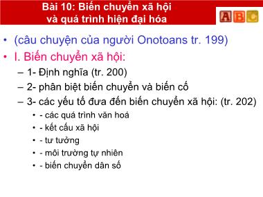 Giáo trình Nhập môn xã hội học - Bài 10: Biến chuyển xã hội và quá trình hiện đại hóa