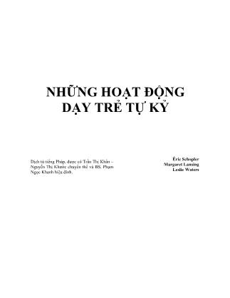 Giáo trình Những hoạt động dạy trẻ tự kỷ (Phần 1)