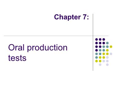 Giáo trình Oral production tests