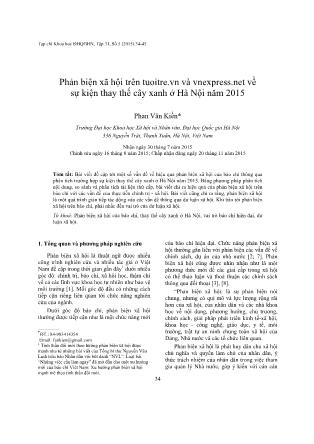 Giáo trình Phản biện xã hội trên tuoitre.vn và vnexpress.net về sự kiện thay thế cây xanh ở Hà Nội năm 2015