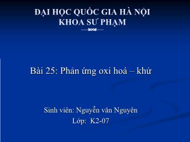Giáo trình phản ứng oxi hóa-Khử - Nguyễn Văn Nguyên