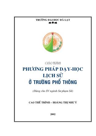 Giáo trình Phương Pháp dạy-Học ở trường phổ thông - Cao Thế Trình