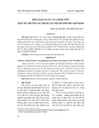 Giáo trình Rối loạn lo âu của sinh viên một số trường sư phạm tại thành phố Hồ Chí Minh