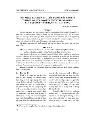 Giáo trình Rối nhiễu tâm trí và sự liên hệ đến các hành vi vi phạm nội quy, bạo lực trong trường học của học sinh trung học tỉnh Lâm Đồng