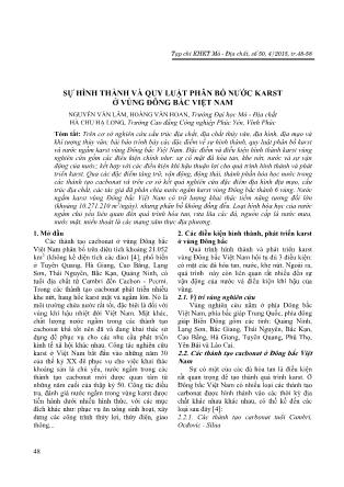 Giáo trình Sự hình thành và quy luật phân bố nước karst ở vùng đông bắc Việt Nam