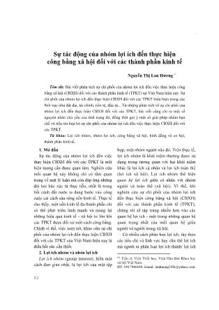 Giáo trình Sự tác động của nhóm lợi ích đến thực hiện công bằng xã hội đối với các thành phần kinh tế - Nguyễn Thị Lan Hương