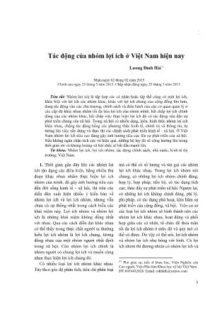 Giáo trình Tác động của nhóm lợi ích ở Việt Nam hiện nay - Lương Đình Hải