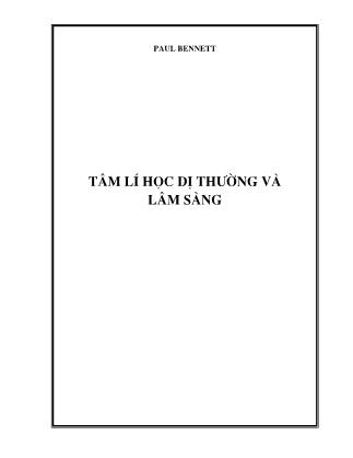 Giáo trình Tâm lý học dị thường và lâm sàng