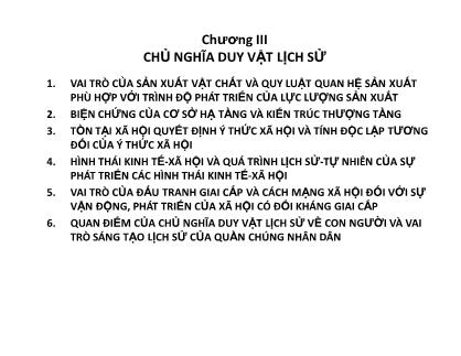 Giáo trình Thế giới quan và phương pháp luận triết học của chủ nghĩa Mac-Lenin - Chương 3: Chủ nghãi duy vật lịch sử