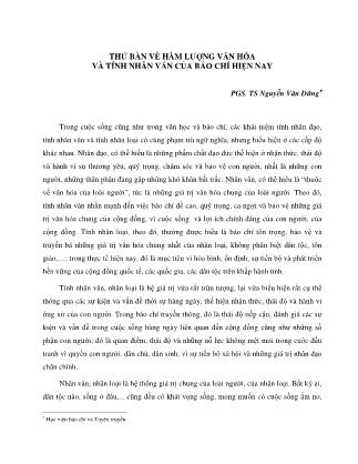 Giáo trình Thử bàn về hàm lượng văn hóa và tính nhân văn của báo chí hiện nay - Nguyễn Văn Dũng