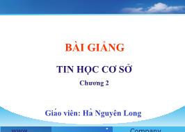 Giáo trình Tin học Cơ sở - Bài 2: Hệ điều hành Windows - Hà Nguyên Long