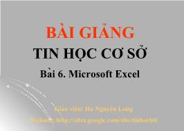 Giáo trình Tin học Cơ sở - Bài 5: Microsoft Excel - Hà Nguyên Long