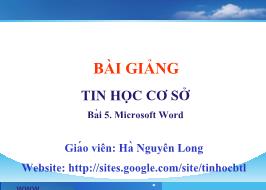 Giáo trình Tin học Cơ sở - Bài 5: Microsoft Word - Hà Nguyên Long