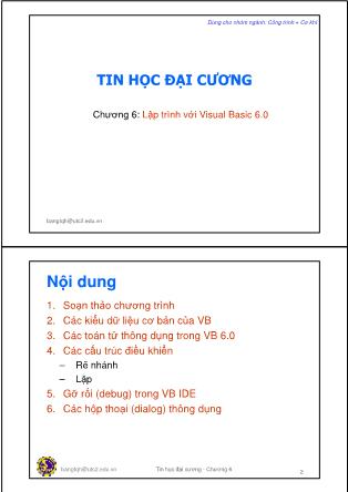 Giáo trình Tin học đại cương - Chương 6: Lập trình với Visual Basic 6.0 - Trần Quang Hải Bằng