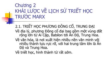 Giáo trình Triết học - Chương 2: Khái lược về lịch sử triết học trước Marx