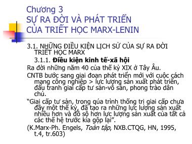 Giáo trình Triết học - Chương 3: Sự ra đời và phát triển của triết học Marx-Lenin