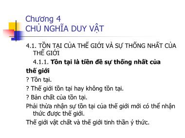 Giáo trình Triết học - Chương 4: Chủ nghĩa duy vật