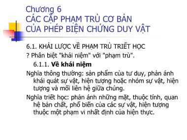 Giáo trình Triết học - Chương 6: Các cặp phạm trù cơ bản của phép biện chứng duy vật