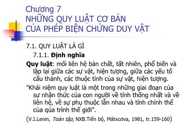 Giáo trình Triết học - Chương 7: Những quy luật cơ bản của phép biện chứng duy vật