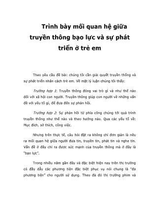 Giáo trình Trình bày mối quan hệ giữa truyền thông bạo lực và sự phát triển ở trẻ em