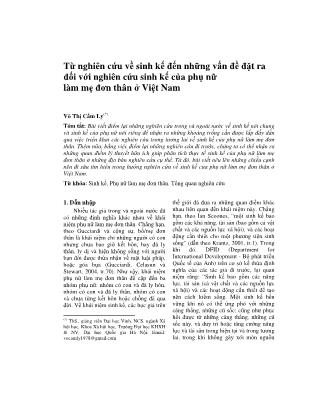 Giáo trình Từ nghiên cứu về sinh kế đến những vấn đề đặt ra đối với nghiên cứu sinh kế của phụ nữ làm mẹ đơn thân ở Việt Nam