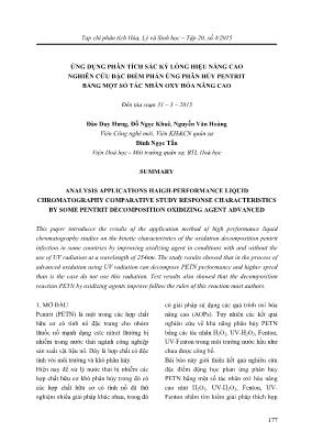 Giáo trình Ứng dụng phân tích sắc ký lỏng hiệu năng cao nghiên cứu đặc điểm phản ứng phân hủy pentrit bằng một số tác nhân oxy hóa nâng cao