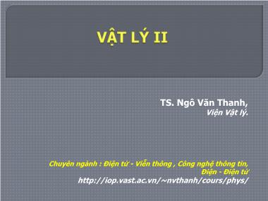 Giáo trình Vật lý 2 - Chương 3: Giao thoa ánh sáng - Ngô Văn Thanh