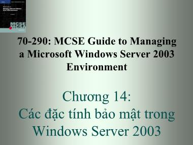 Giáo trình Windows Server 2003 - Chương 14: Các đặc tính bảo mật trong Windows Server 2003