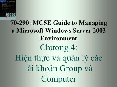 Giáo trình Windows Server 2003 - Chương 4: Hiện thực và quản lý các tài khoản Group và Computer