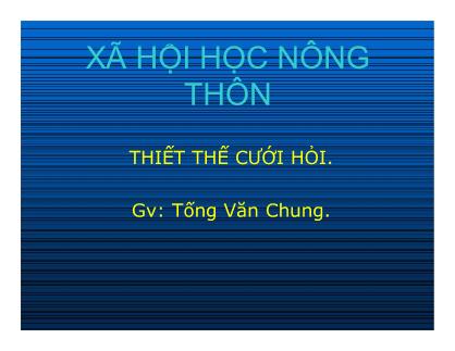 Giáo trình Xã hội học nông thôn