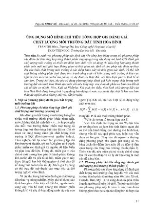 Tài liệu Ứng dụng mô hình chỉ tiêu tổng hợp GIS đánh giá chất lượng môi trường đất tỉnh Hòa Bình
