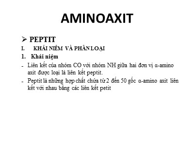 Bài giảng AMINOAXIT (Chuẩn kiến thức)