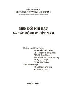 Bài giảng Biến đổi khí hậu và tác động ở Việt Nam - Nguyễn Văn Thắng