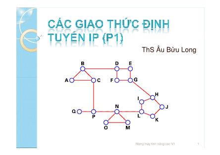 Bài giảng Các giao thức định tuyến IP (Phần 1) - Âu Bửu Long