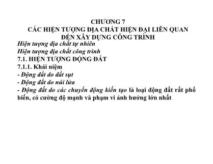 Bài giảng Các hiện tượng địa chất hiện đại liên quan đến xây dựng công trình