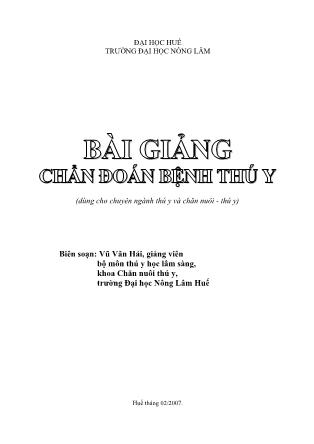 Bài giảng Chẩn đoán bệnh thú y - Vũ Văn Hải