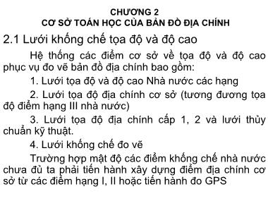 Bài giảng Cơ sở toán học của bản đồ địa chính