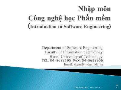 Bài giảng Công nghệ học phần mềm (Chuẩn kiến thức)