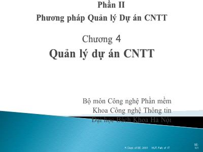 Bài giảng Công nghệ học phần mềm - Chương 4: Quản lý dự án CNTT