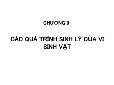 Bài giảng Công nghệ sinh học - Chương 3: Các quá trình sinh lý của vi sinh vật