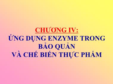 Bài giảng Công nghệ sinh học thực phẩm - Chương 4:  Ứng dụng enzyme trong bảo quản và chế biến thực phẩm