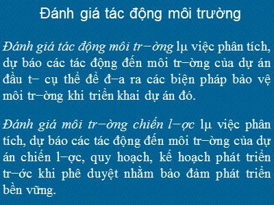 Bài giảng Đánh giá kinh tế các tác động môi trường