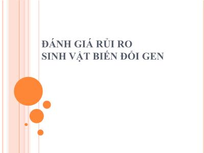 Bài giảng Đánh giá rủi ro sinh vật biến đổi gen