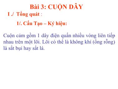 Bài giảng Điện tử căn bản - Bài 3: Cuộn dây